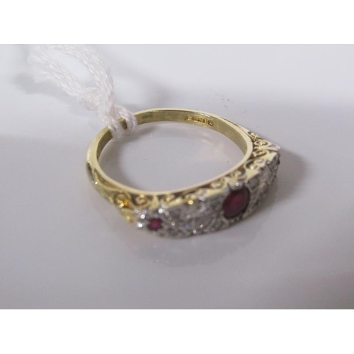 1841 - 18ct RUBY AND DIAMOND SET RING SIZE Q 1/2