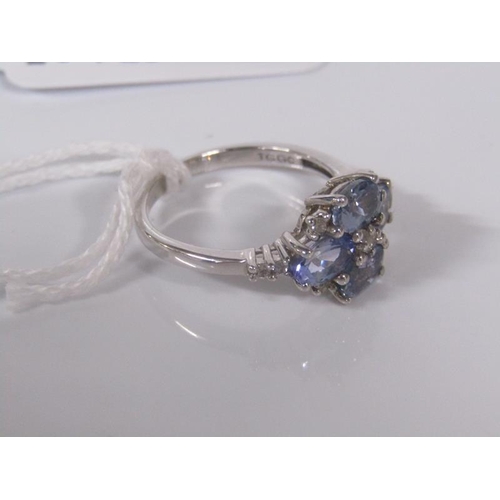 1842 - SILVER BI COLOUR TANZANITE RING SIZE Q