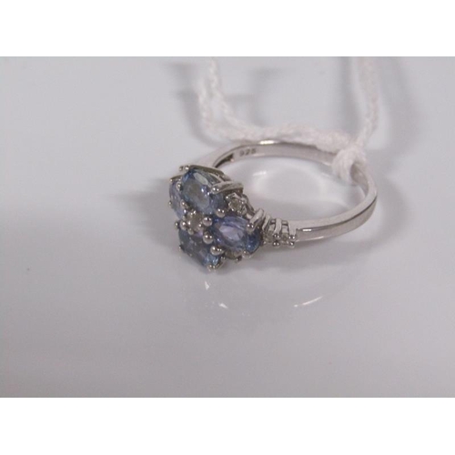 1842 - SILVER BI COLOUR TANZANITE RING SIZE Q