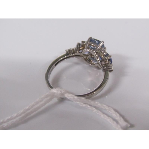 1842 - SILVER BI COLOUR TANZANITE RING SIZE Q