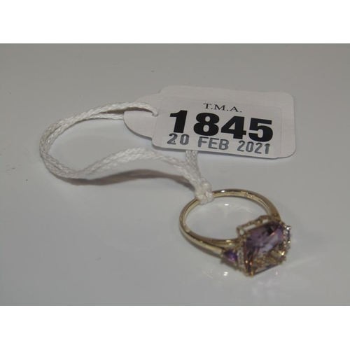 1845 - 9ct AMETRINE AMETHYST RING