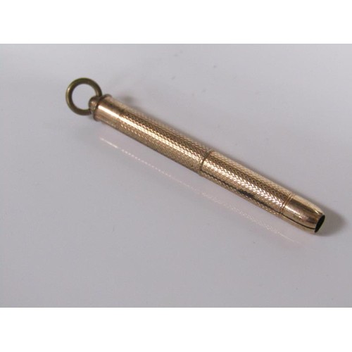 1756C - GOLD FOB PENCIL; WATCH WINDER; TRUMPET SEAL