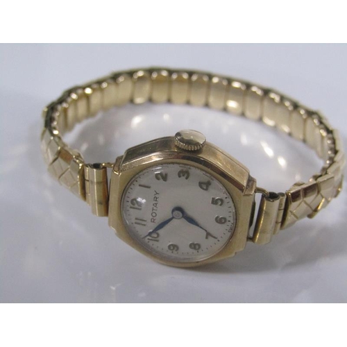 1876 - FIVE LADIES GILT AND WHITE METAL WATCHES TOGETHER WITH A ROTARY QUARTZ WITH ORIGINAL BOX