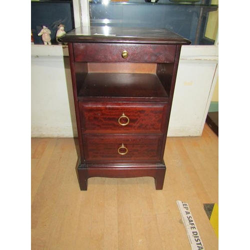 2097 - STAG PEDESTAL BEDSIDE CABINET FITTED ONE SHALLOW DRAWER OVER OPEN SHELF AND TWO DRAWERS 40 x 66cms