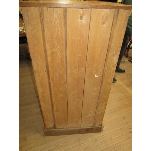 2114 - PAINTED PINE STANDING CUPBOARDS FITTED TWO SHELVES ENCLOSED BY GLAZED 6 PANEL DOOR 68 x 131cms