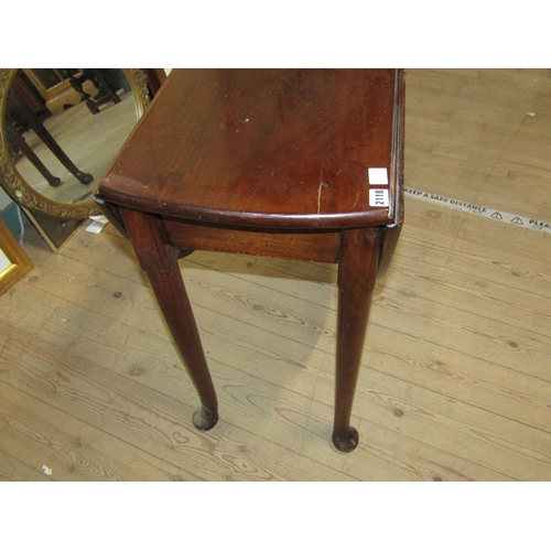 2118 - GEORGE III MAHOGANY TWIN FLAP OVAL DINING TABLE ON STRAIGHT CIRCULAR TAPERING LEGS WITH PAD FEET 94c... 