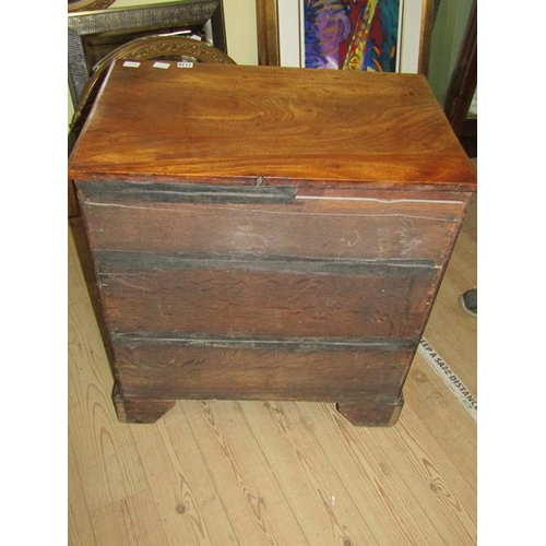 2128 - GEORGE III STYLE FIGURED MAHOGANY CHEST HAVING TWO FALL FRONT DOORS AS DUMMY DRAWERS 69 x 75 cms