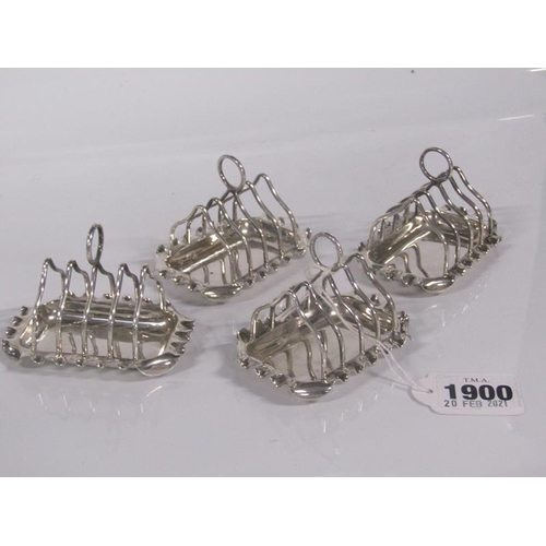 1900 - SET OF FOUR SILVER TWO DIVISION TOAST RACKS, EACH 7.5CM L