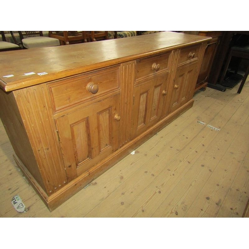 2153 - PINE DRESSER BASE WITH FITTED 3 DRAWERS OVER CUPBOARD 183 x 77cms