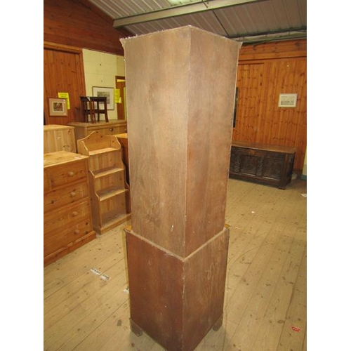 2157 - YEW WOOD GLAZED STANDING CORNER CUPBOARD 66 x 181 cms