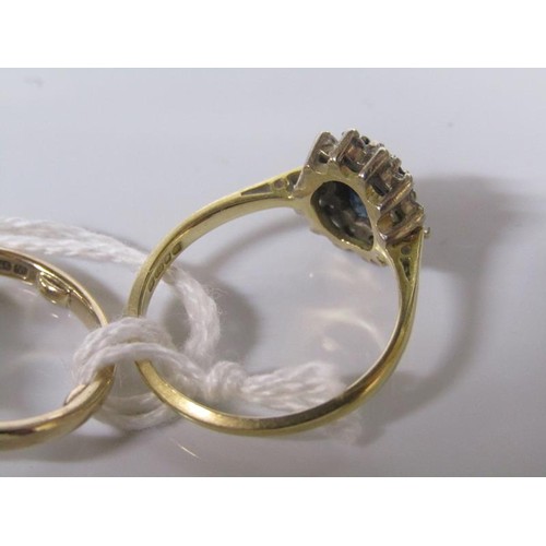 1812 - TWO 9ct GOLD SAPPHIRE AND WHITE STONE SET RINGS - SIZE APPX L