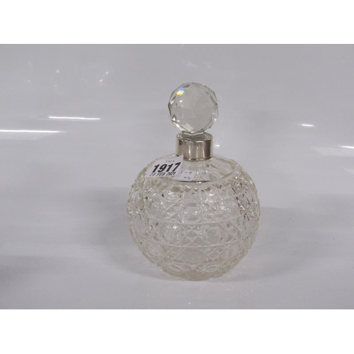 1917 - FOUR SCENT BOTTLES, TWO SPHERICAL SILVER MOUNTS AND COVERS