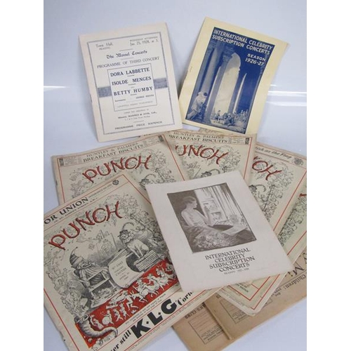 1936 - COLLECTION OF FIVE PUNCH MAGAZINES c.1940 TOGETHER WITH COPY OF THE DAILY MIRROR AUGUST 21st 1928 AN... 