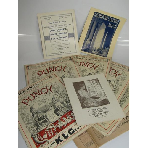 1936 - COLLECTION OF FIVE PUNCH MAGAZINES c.1940 TOGETHER WITH COPY OF THE DAILY MIRROR AUGUST 21st 1928 AN... 