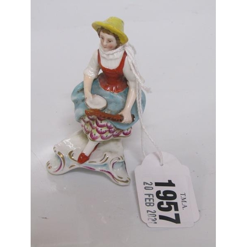 1957 - SITZENDORF MINIATURE FIGURINE, 8.5CM H