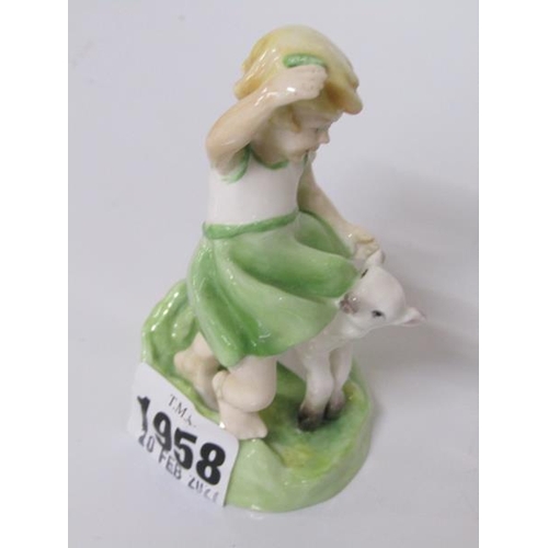 1958 - ROYAL WORCESTER FIGURINE - SPRINGTIME, 12CM H