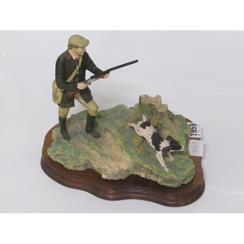 1959 - BORDER FINE ARTS FIGURE GROUP - HUNTING WITH DOG, 21CM H