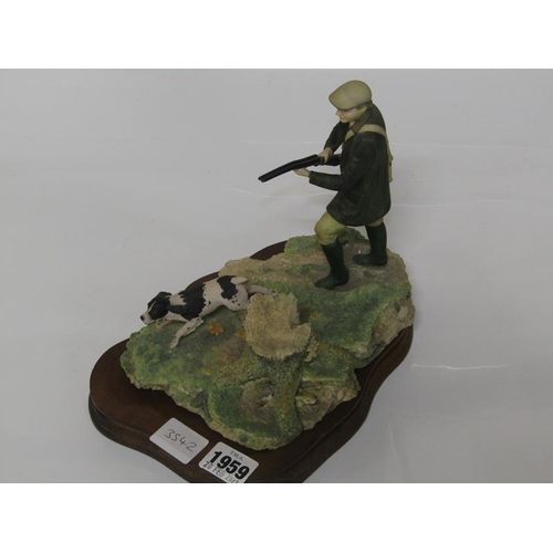 1959 - BORDER FINE ARTS FIGURE GROUP - HUNTING WITH DOG, 21CM H