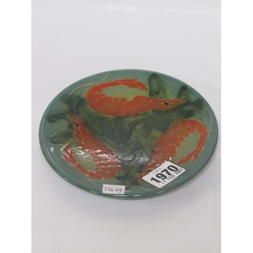 1970 - DENNIS CHINAWORKS CIRCULAR DISH WITH LOBSTER DESIGN BY SALLY TUFFIN, 15.5CM DIAM