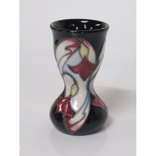 1976 - MOORCROFT VASE DECORATED WITH PURPLE FLOWERS, C.2006, 10CM H