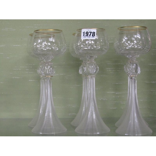 1978 - SET OF SIX ROEMER GLASSES, 22CM H