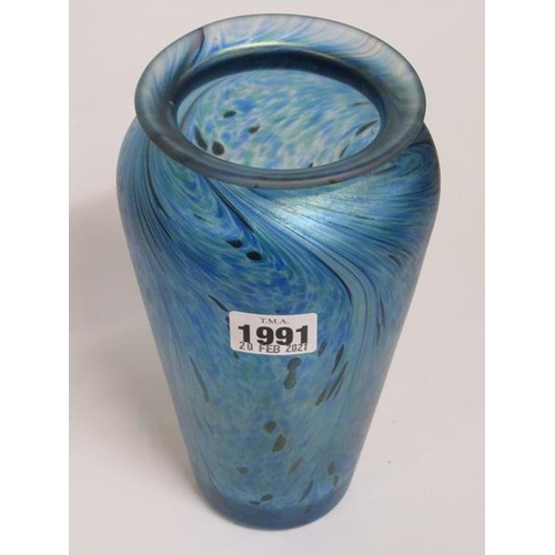 1991 - IRIDESCENT ART GLASS VASE - LOETZ STYLE, UNSIGNED, 20CM H