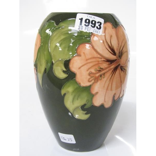 1993 - WALTER MOORCROFT HIBISCUS VASE, 17.5CM H