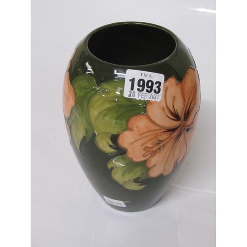 1993 - WALTER MOORCROFT HIBISCUS VASE, 17.5CM H