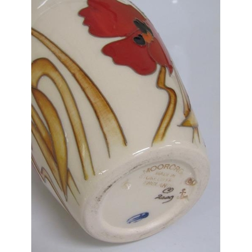 1995 - MOORCROFT POPPY AND WHEAT DECORATED SMALL BALUSTER VASE