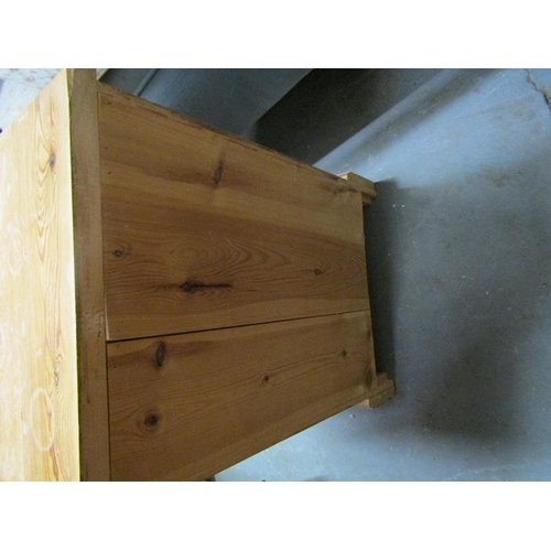 2223 - PINE HIGH STOOL, 50CM W; TWO PEDESTAL CHESTS EACH WITH THREE DRAWERS EACH 44CM W