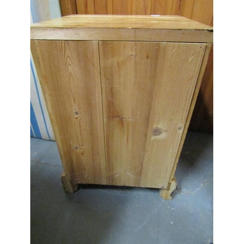 2223 - PINE HIGH STOOL, 50CM W; TWO PEDESTAL CHESTS EACH WITH THREE DRAWERS EACH 44CM W