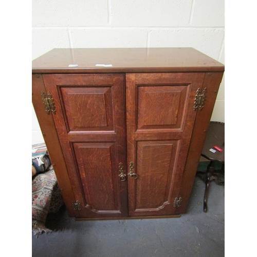 2229 - OAK SIDE CABINET USED FOR TV, 77CM W, 104CM H