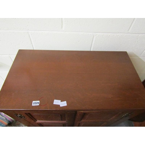 2229 - OAK SIDE CABINET USED FOR TV, 77CM W, 104CM H