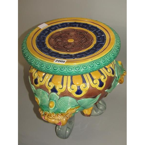 2005 - 19C MAJOLICA JARDINIERE STAND, 39.5CM H - SLIGHTLY A/F