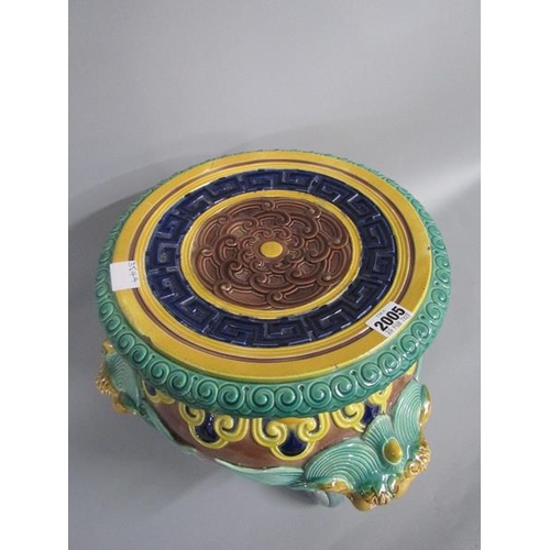 2005 - 19C MAJOLICA JARDINIERE STAND, 39.5CM H - SLIGHTLY A/F