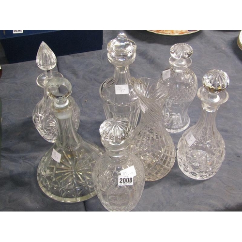 2008 - COLLECTION OF CRYSTAL DECANTERS TO INCL. WATERFORD, LARGEST 34CM H