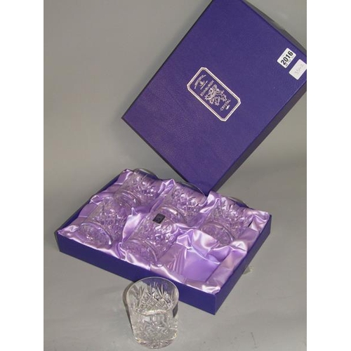 2016 - SETOF SIX EDINBURGH CRYSTAL TUMBLERS IN ORIGINAL BOX, TUMBLERS 8.5CM H