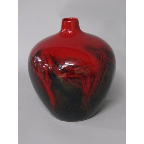 2030 - LARGE DOULTON FLAMBE VASE WITH VEINED DESIGN, 21CM H