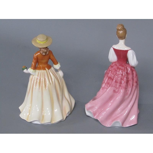 2058 - TWO DOULTON FIGURINES - AUTUMN STROLL & ALEXANDRA, LARGEST 19CM H