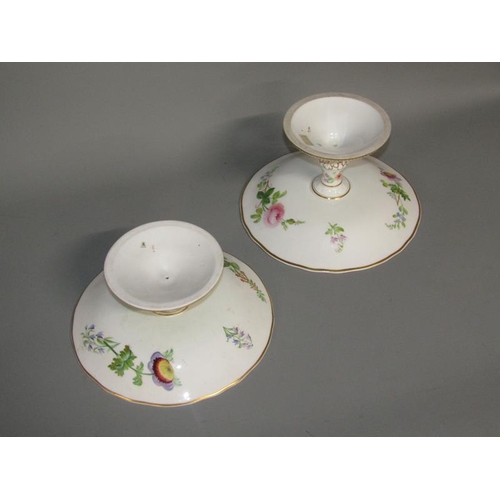 2060 - TWO COPELAND COMPRTS, HAND PAINTED WITH FLOWERS, LARGEST 14CM H