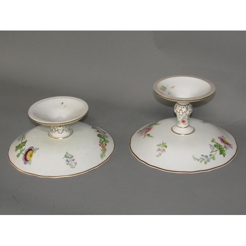 2060 - TWO COPELAND COMPRTS, HAND PAINTED WITH FLOWERS, LARGEST 14CM H