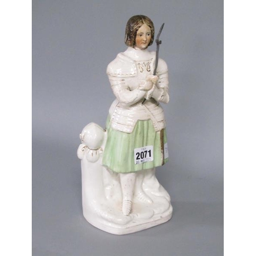 2071 - 19C STAFFORDSHIRE FIGURE, 13CM H, A/F