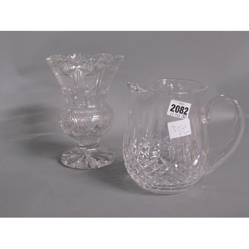 2082 - WATERFORD CRYSTAL JUG, 15CM H; BOHEMIAN VASE