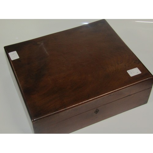 1911A - 19C MAHOGANY BOX AND MISC JEWELLERY