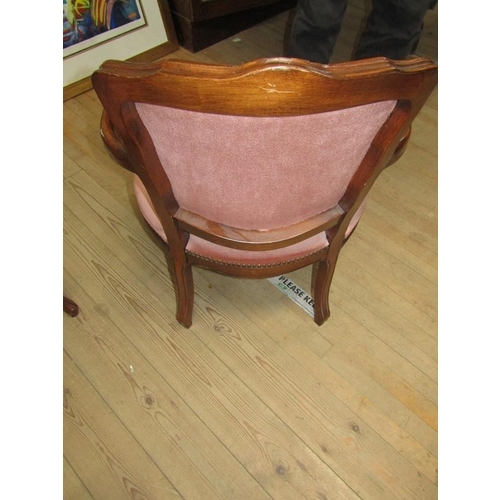 2121 - PAIR OF LATE VICTORIAN FRENCH STYLE CARVED WALNUT SHOW FRAMED AND UPHOLSTERED OPEN ARMCHAIRS  83cms ... 