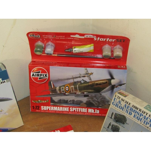 1737 - BOX OF REVELL AND AIRFIX MILITARY AND AVIATION MODELS AND FIGURES