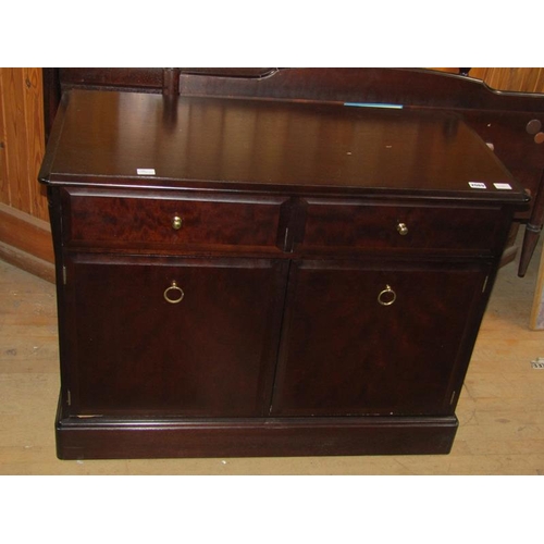 2089 - STAG SIDE CABINET 96 x 72 cms FITTED TWO DRAWERS OVER CUPBOARD BASE TOGETHER WITH PAIR OF SINGLE BED... 