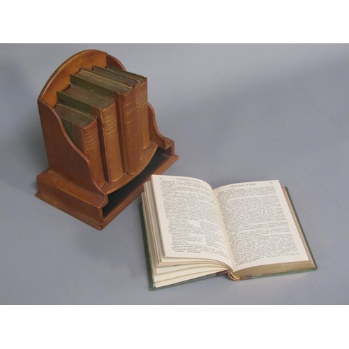 1 - An early 20c Fortnum & Mason brown leather bound reference library of six books comprising a Diction... 