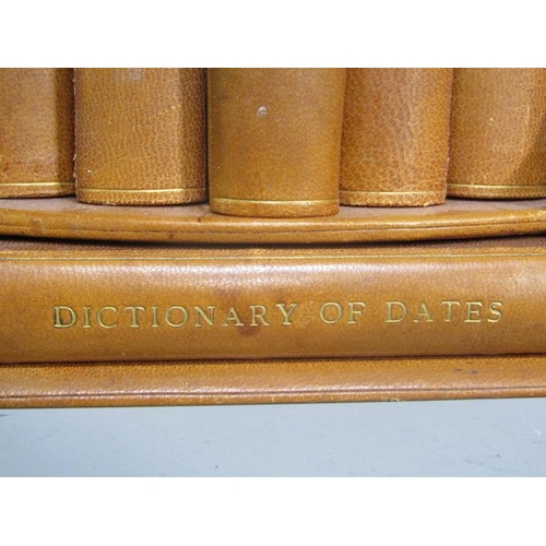 1 - An early 20c Fortnum & Mason brown leather bound reference library of six books comprising a Diction... 