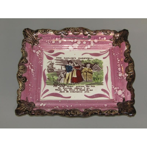 278 - Two 19c Sunderland lustre plaques,' The sailors Farewell' & 'May they ever be United', each 23cm w.